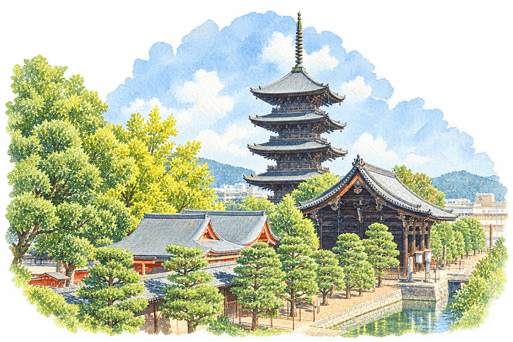 東寺五重塔と境内